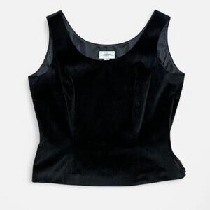 VTG 90s Tahari Black Velvet Cotton Grunge Whimsy Fairy Corset Tank Top 8/M/L